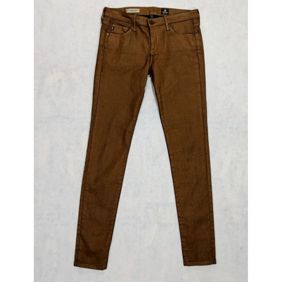 Ag Adriano Goldschmied Denim - AG Adriano Goldschmied The Absolute Womans Sz 28 Extra‎ Skinny Wax Coated Brown